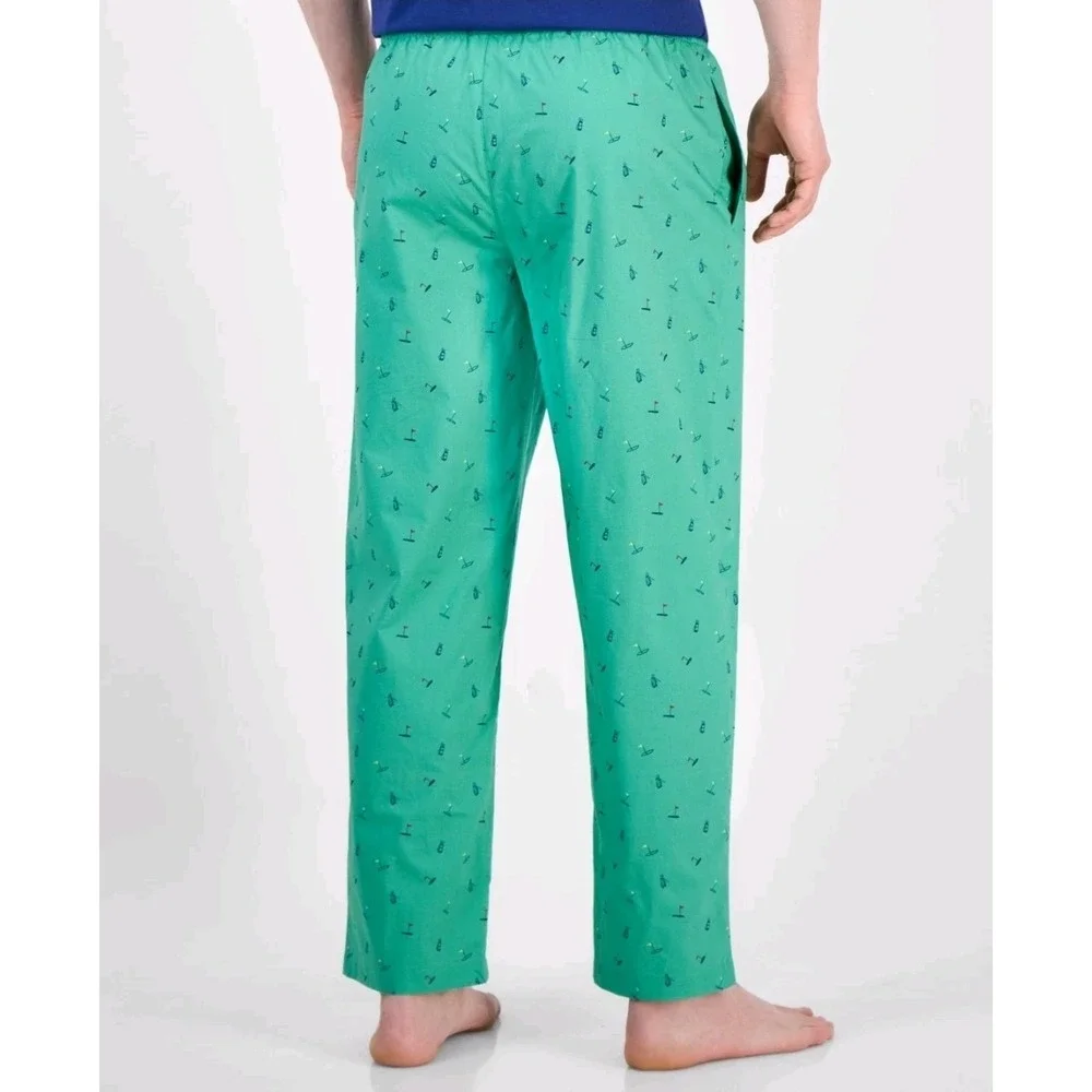 Club Room Woven Golf Graphic Pajama Pants Green Men's Size Medium